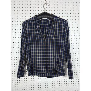 Aritzia Babaton power checkered long sleeve blouse size XS